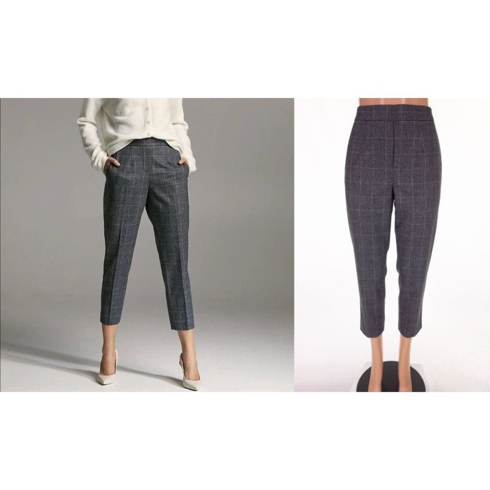 ARITZIA BABATON 12 Conan Wool Cashmere Cropped Pant in Charcoal Check Atelier